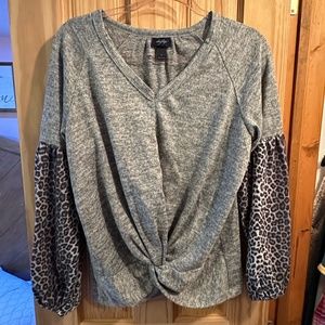 Day Trip Long Sleeve Shirt, Size: S, Color: Gray and Leopard print